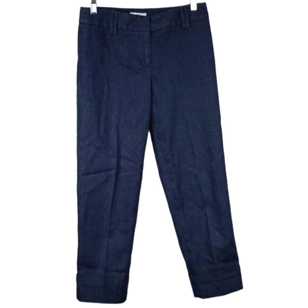 Ann Taylor LOFT Ann Crop Pants Cuffed Cropped Dark Blue Denim Trouser 👖 Capri